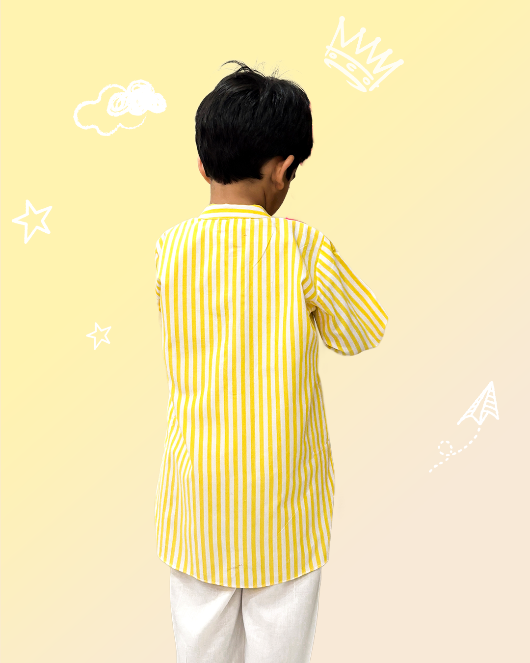 Yellow Stripes Kurta Pyjama Set