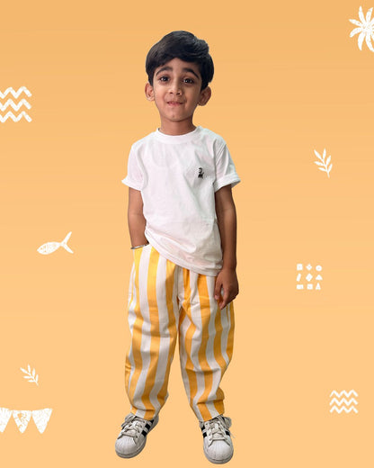 Yellow Stripe Relaxed Fit Pants