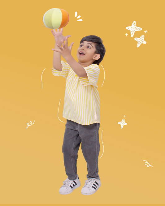 Boys Yellow Striped Kurta Shirt