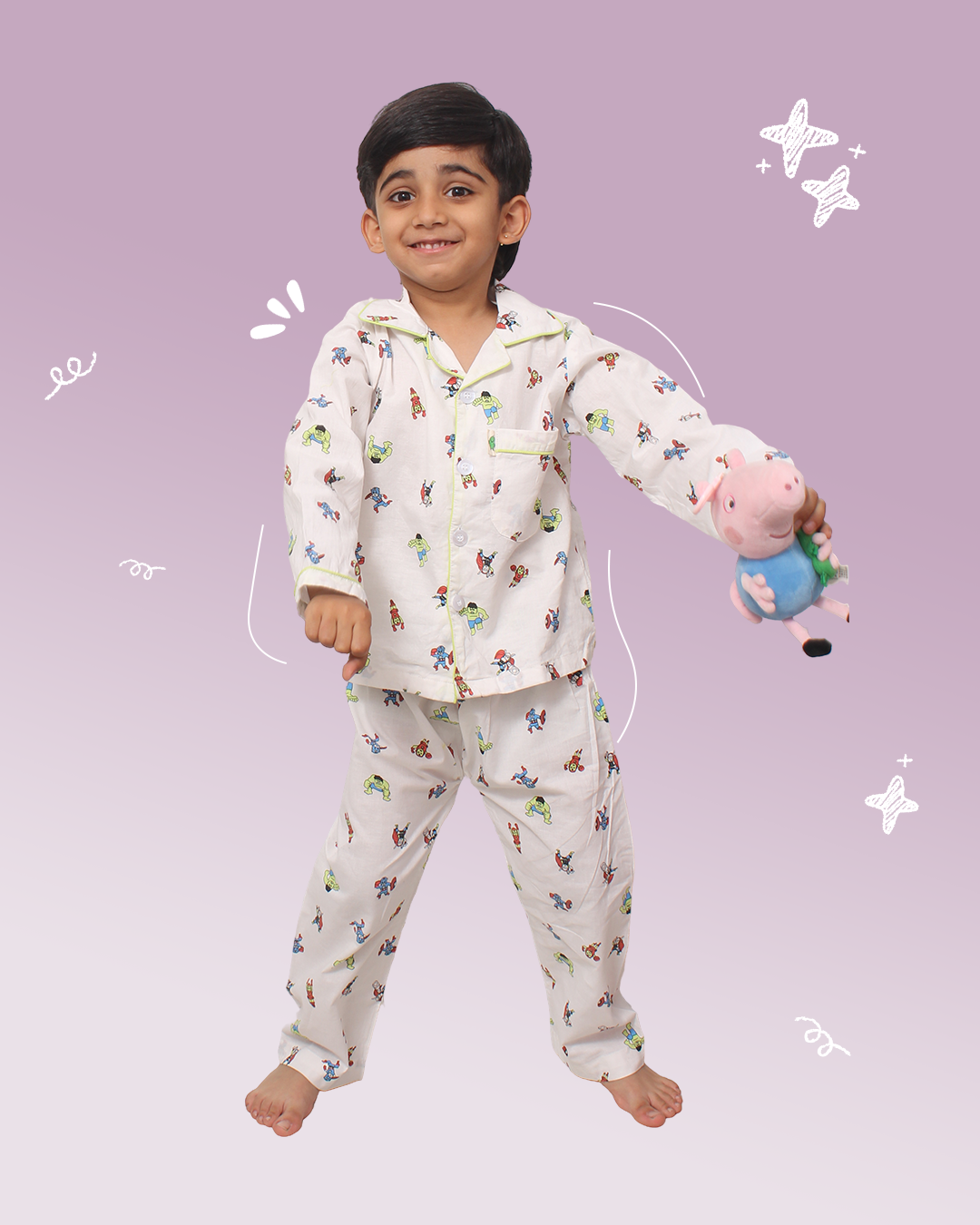 Boys Night Suit Superhero’s Print